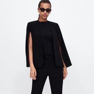 Zara crepe cape blazer